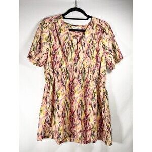 New Anthropologie Philosophy Republic Clothing Top Blouse Watercolor V Neck Sz L